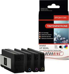 Multipack 4 Farben für HP, ersetzt HP 953XL, Inhalt 1x 53 ml, 3x 26 ml