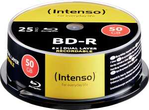Blu-Ray Rohling, BD-R, 50 GB, 6x Speed, 25er CakeBox