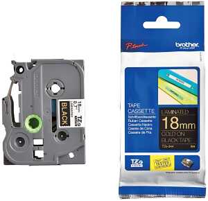 Schriftbandkassette, TZe-344, 18 mm / 8 m gold auf schwarz, laminiert