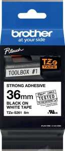 Schriftbandkassette, TZe-S26, 36 mm / 8 m schwarz auf weiß,