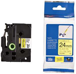 Schriftbandkassette, Flexi-Tape, TZe-FX651, 24 mm 8 m schwarz auf gelb