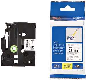 Schriftbandkassette, Flexi-Tape, TZe-FX211, 6 mm 8 m schwarz auf weiß
