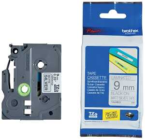 Schriftbandkassette, TZe-M921, 9 mm / 8 m schwarz auf silber matt,