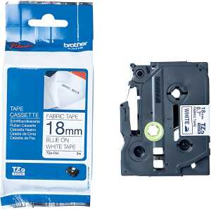 Textil-Aufbügelband, TZe-FA4, 18 mm breit / 3 m lang, blau auf weiß,