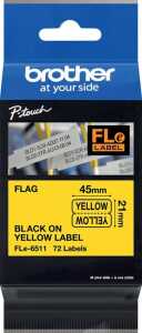 Einzelfähnchen-Etikett schwarz auf gelb 21 x 45 mm 72 Stk je Kassette