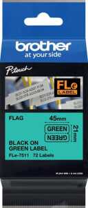 Einzelfähnchen-Etikett schwarz auf grün 21 x 45 mm 72 Stk je Kassette