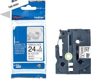 Schriftbandkassette, TZe-R251, 24 mm / 4 m schwarz auf weiß,