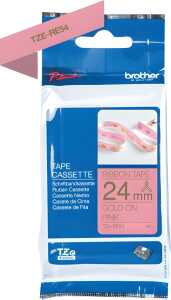 Schriftbandkassette, TZe-RE54, 24 mm / 4 m lang, gold auf rosa,