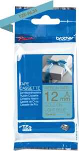 Schriftbandkassette, TZe-RL34, 12 mm / 4 m lang, gold auf hellblau,