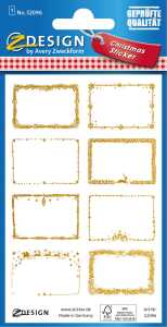 Weihnachtsetikett Rahmen weiß/gold