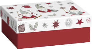 Weihn.Geschenkkarton Nisse weiß/rot 7630050862858