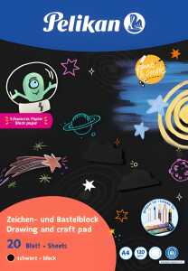 Pelikan Zeichen- und Bastelblock A4 20 Blat 120g/m² schwarz Blauer Eng