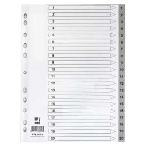 Ordnerregister 1-20 A4 PP grau
