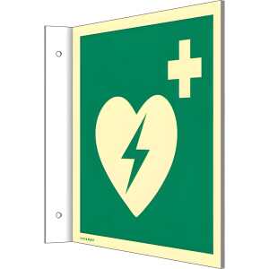 Fahnenschild Defibrillator AED