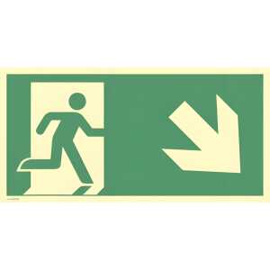 Schild Notausgang rechts abwärts 4060081027835
