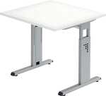 Schreibtisch 80x80 Weiß/Silber