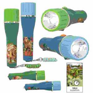 Taschenlampe Dino World mit Timer 2fach sortiert, Farben: