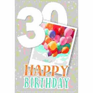Zahlenkarte 30 Happy Birthday 4016723541818