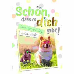 Glückwunschkarte Geburtstag/Hund und Katze