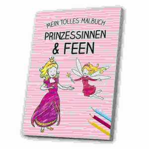Malbuch Feen & Prinzessinnen, 64 Seiten mit Malvorlagen, A4