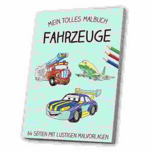 Malbuch Fahrzeuge & Feuerwehr, Polizei, 64 Seiten mit Malvorlagen, A4
