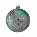 Weihnachtskugel 6cm mint eis, mundgeblasen, Dekor Eberesche