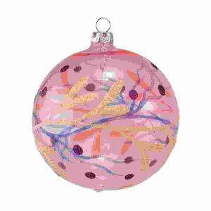 Weihnachtskugel 6cm kamelie glanz, mundgeblasen, Dekor Beerenranke