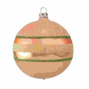Weihnachtskugel 8cm apricot glanz, mundgeblasen Dekor Glitterstreifen