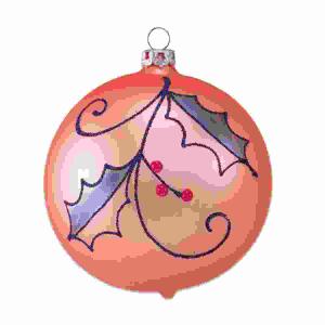 Weihnachtskugel 6cm hummer matt, mundgeblasen, Dekor Ilexranke