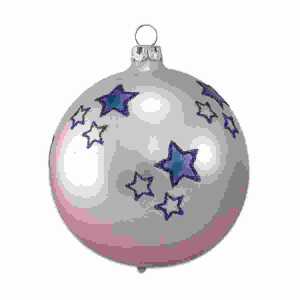 Weihnachtskugel 8cm flieder matt, mundgeblasen, Dekor Sternentanz
