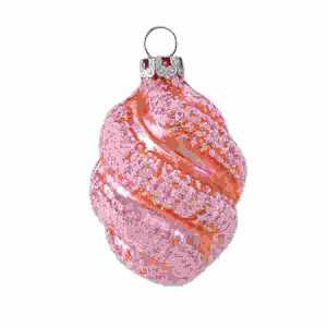 Christbaumschmuck gedrehtes Ei 6cm Lachs, mundgeblasen