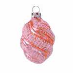 Christbaumschmuck gedrehtes Ei 6cm Lachs, mundgeblasen