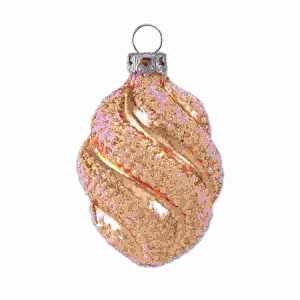 Christbaumschmuck gedrehtes Ei 6cm Apricot, mundgeblasen