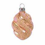 Christbaumschmuck gedrehtes Ei 6cm Apricot, mundgeblasen
