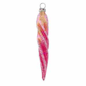 Christbaumschmuck Eiszapfen 11cm pink, mundgeblasen