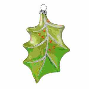 Christbaumschmuck Ilexblatt 12cm wiesengrün, mundgeblasen