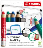 STABILO MARKdry 4er Etui mit Spitzer und Abwischtuch