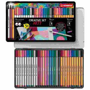 STABILO „ARTY" Kreativ 30er Metalletui (Pen 68/point 88/Pen 68 brush)
