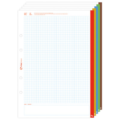 Interdruk Ringbucheinlage A4 kariert 50 Blatt mehrfarbiger Rand
