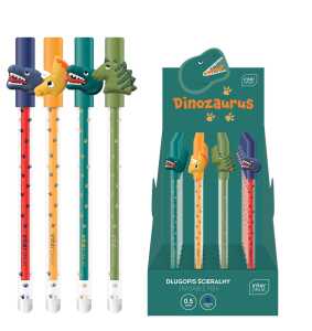 Interdruk Radierbarer Kugelschreiber mit Kappe Dinosaurier 4 Motive