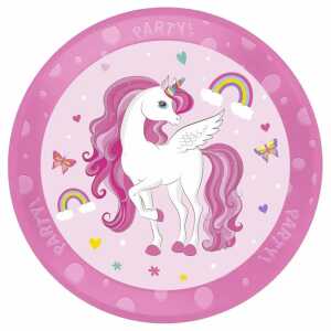Partyteller Einhorn D21cm wiederverwendbar,, Procos PROCOS