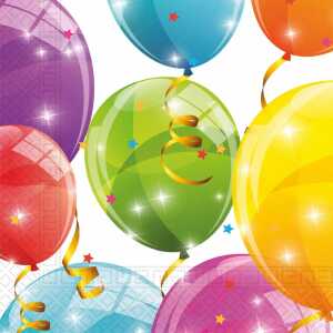Serviette 33x33cm Sparkling Balloons, 2-lagig, 20 Stück, Procos PROCOS