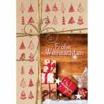 Weihnachtskarte goldene Schleife/Päckchen,...