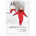 Weihnachtskarte Schneemann/Kind, fröhliche...