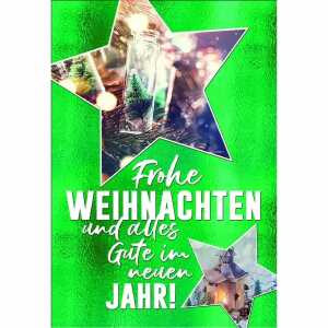 Weihnachtskarte Windlicht/Tannengrün, Druckkarte, weißer Karton,