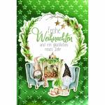 Weihnachtskarte Kranz/Wichtel/Kamin, Druckkarte,...