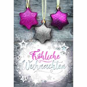 Weihnachtskarte Fröhliche Weihnachten Sterne Druckkarte, weißer Karton