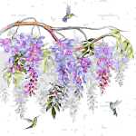 Serviette 33x33cm Wisteria & Hummingbirds, 3-lagig,...