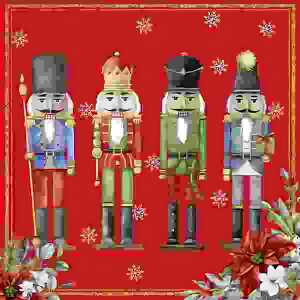 Serviette 33x33cm Nutcracker Quartet red, 3-lagig, 20 Stück,, ti-flair