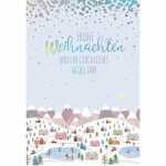 Weihnachtskarte Häuser/Landschaft/Berge, Green...